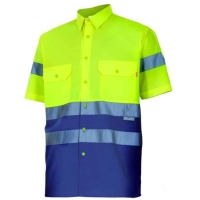 Camisa alta visibilidad bicolor manga corta Velilla 142 • Vestuario Laboral Bazarot